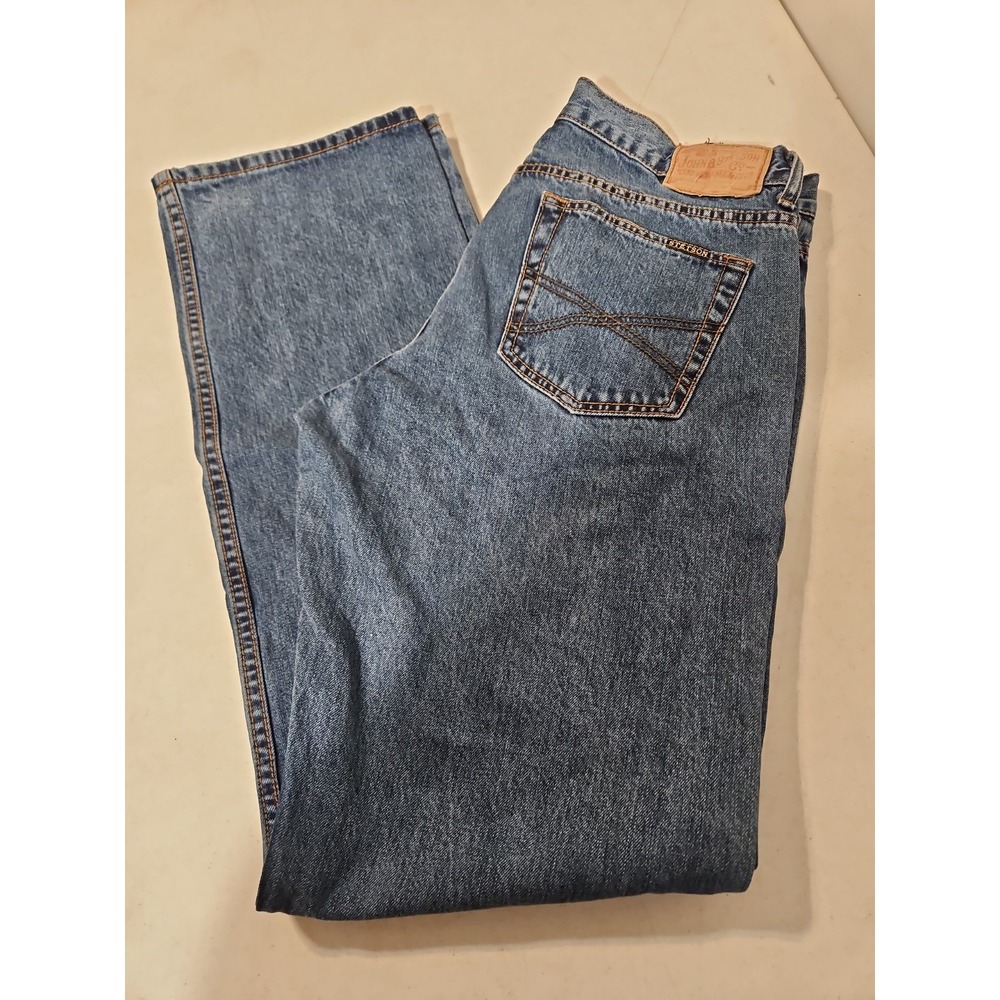 John B Stetson Jeans Mens 36x36 Modern Straight Leg Blue Denim Jeans (1862
